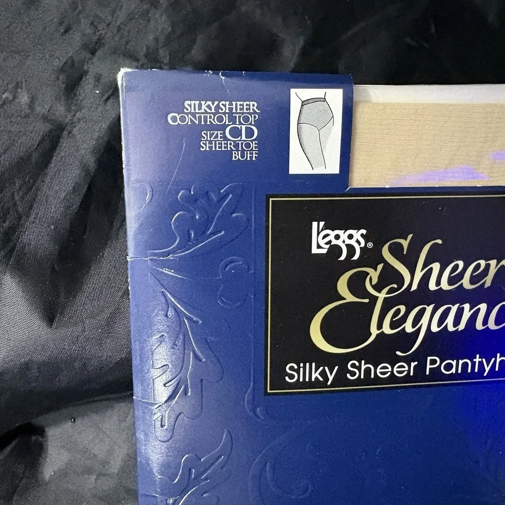 NEW Vintage Leggs Sheer Elegance Black Shadow Silky Sheer Toe Pantyhose Size‎ CD
